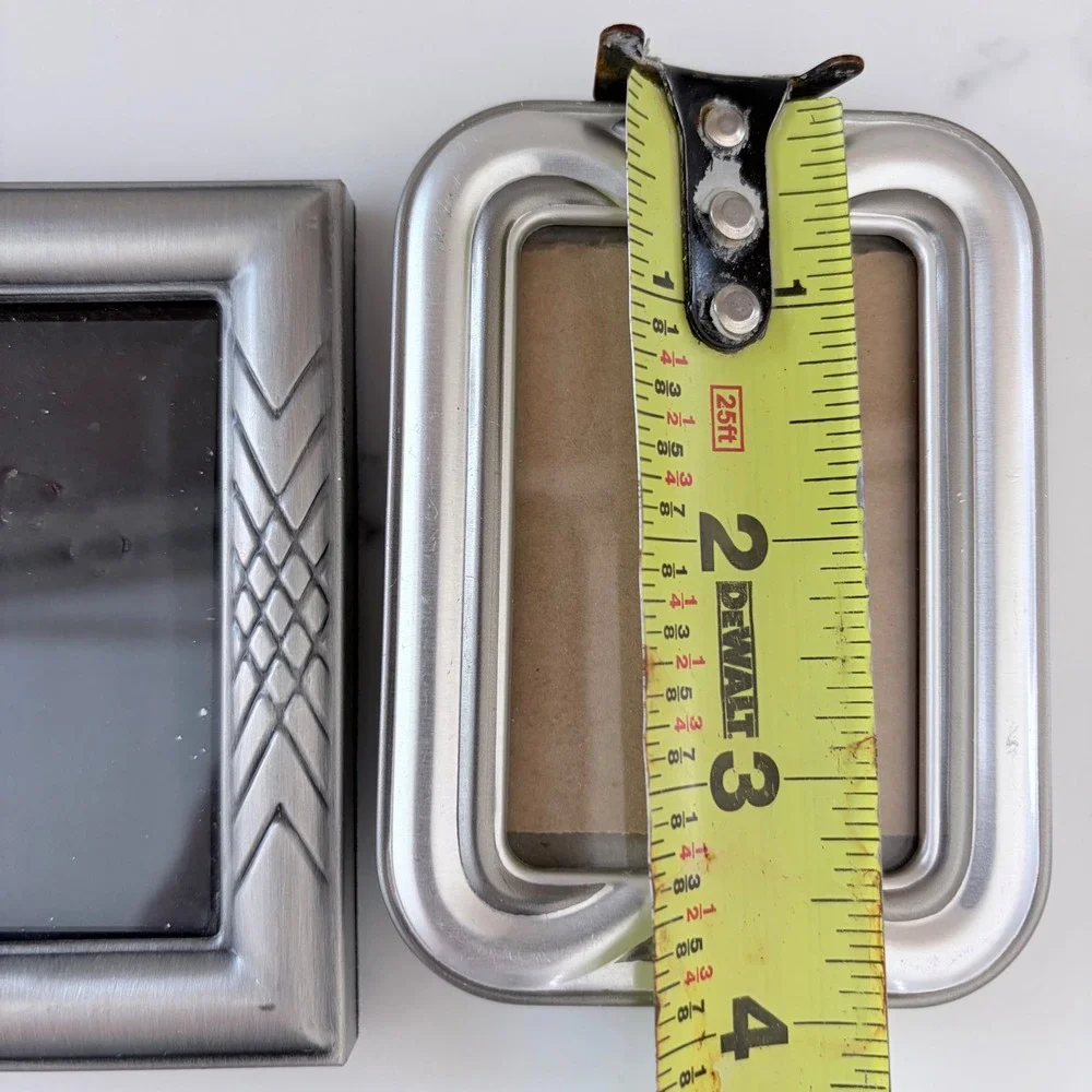 Vintage Miniature Silver Metal Picture Frame Set Weston Gallery Geometric 2pc